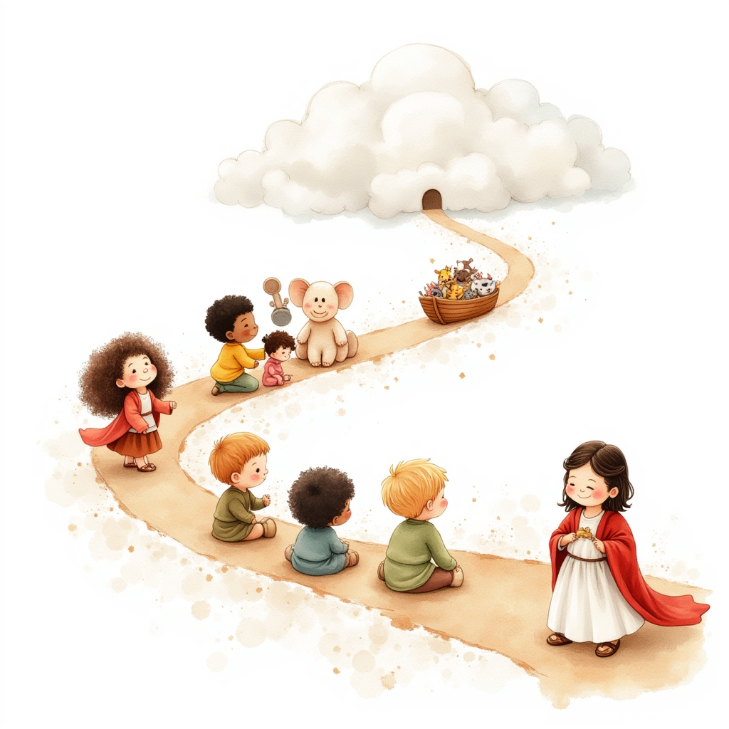 Happy kids playing and learning